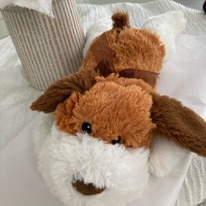 Brown and White Plush Dog Toy